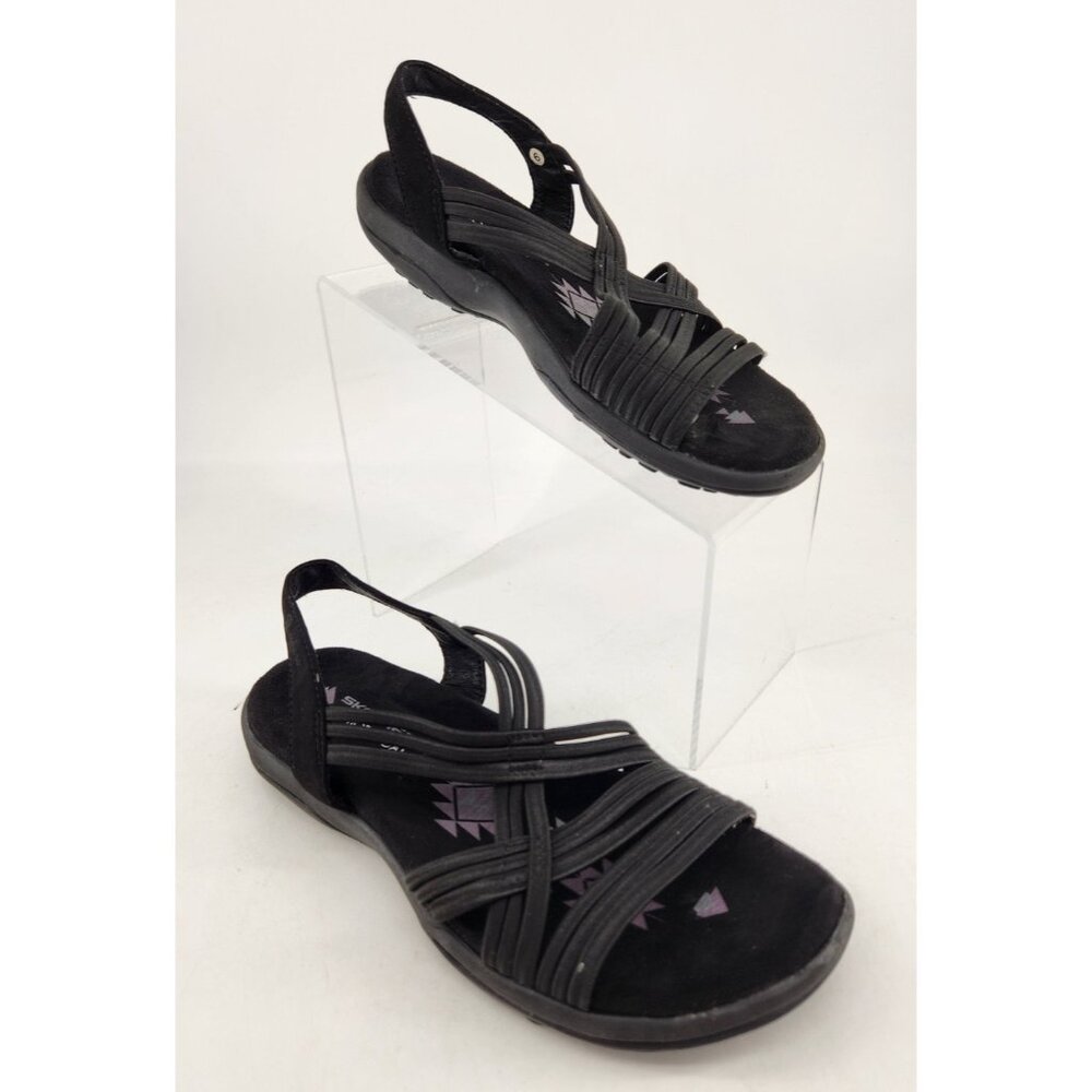 Skechers Women's Size 6 Black Strappy Reggae‎ Slim Simply Stretch Sandals